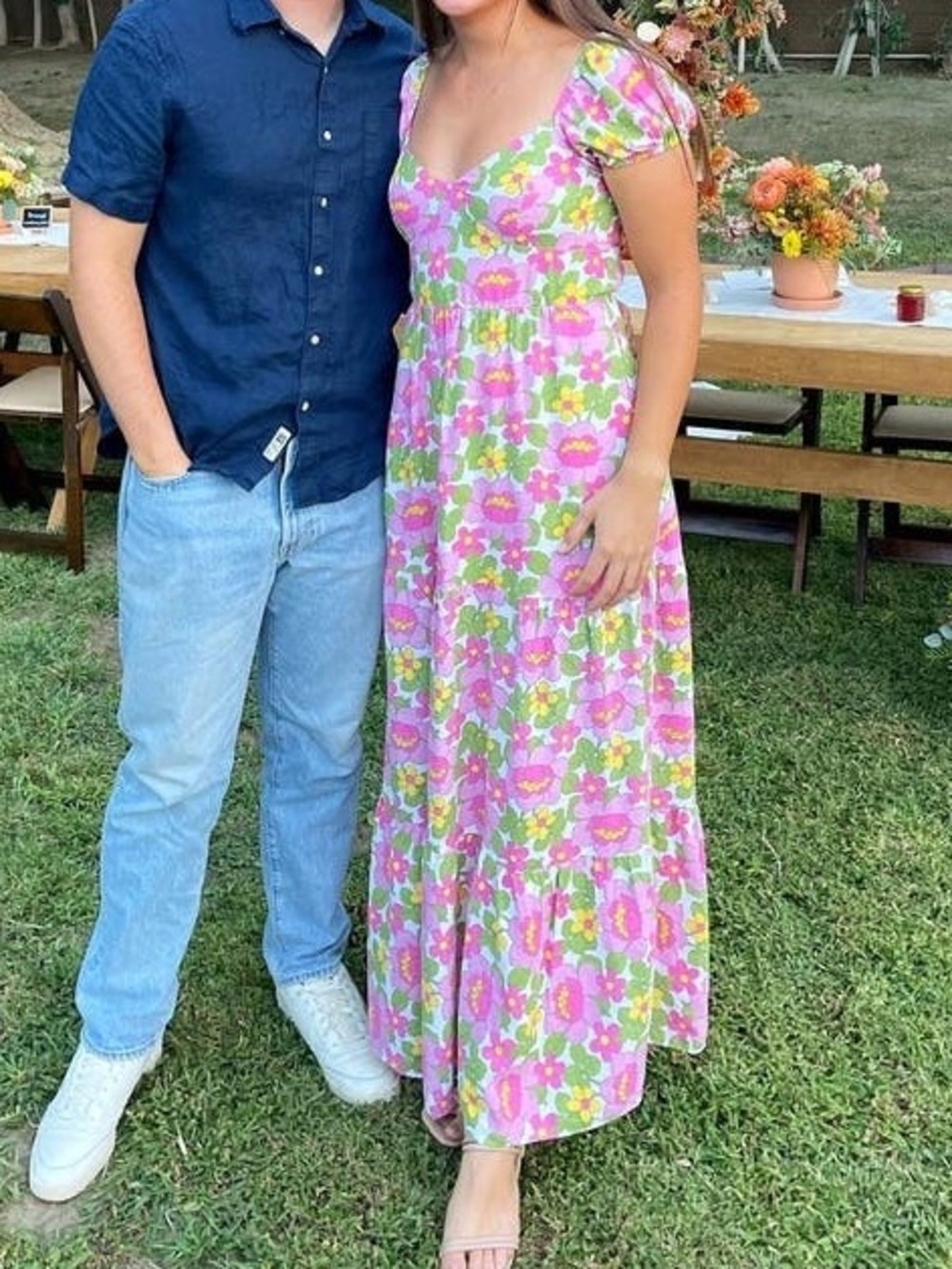Show Me Your MuMu Pink and Green Floral Puff-Sleeve Cathy Maxi Dress - Picture 14 of 16